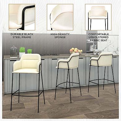 Sleek 40" Bar Stool - Upholstered, Stainless Steel Frame & Footrest
