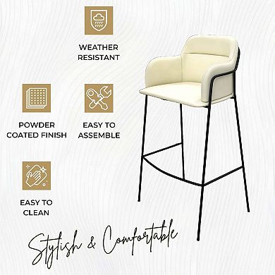 Sleek 40" Bar Stool - Upholstered, Stainless Steel Frame & Footrest