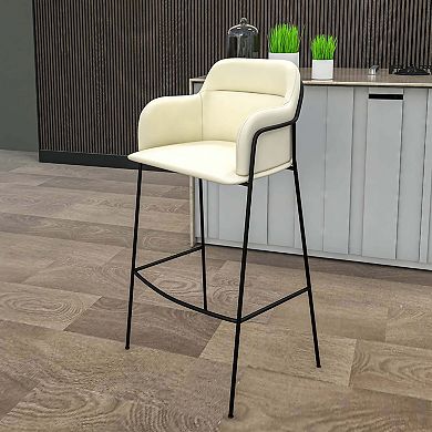 Sleek 40" Bar Stool - Upholstered, Stainless Steel Frame & Footrest