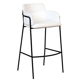 Sleek 40" Bar Stool - Upholstered, Stainless Steel Frame & Footrest