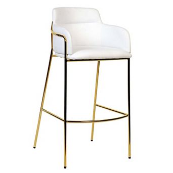 40" Low-Back Bar Stool - Plush Polyester, Gold Steel Frame