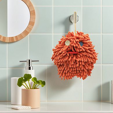 1 Pack Chenille Hand Towels for Bathroom, Cute Soft Absorbent Decorative Hanging Ball Towels 7"x7"