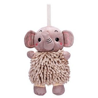 1 pc Chenille Hand Towels, Cute Cartoon Elephant Plush Fuzzy Ball Hand Towel with Hanging Loop 7"x11"
