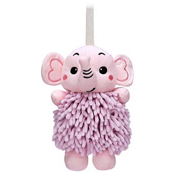 1 pc Chenille Hand Towels, Cute Cartoon Elephant Plush Fuzzy Ball Hand Towel with Hanging Loop 7"x11"