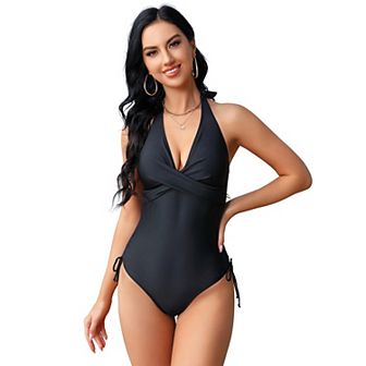 Women One Piece Adjustable Spaghetti Straps Swimsuit Mesh Swimwear Tummy Control Bathing Suit