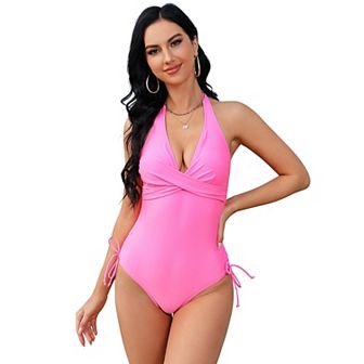 Women One Piece Adjustable Spaghetti Straps Swimsuit Mesh Swimwear Tummy Control Bathing Suit