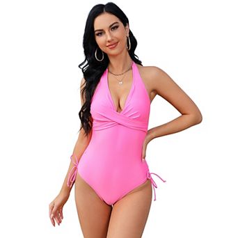 Women One Piece Adjustable Spaghetti Straps Swimsuit Mesh Swimwear Tummy Control Bathing Suit