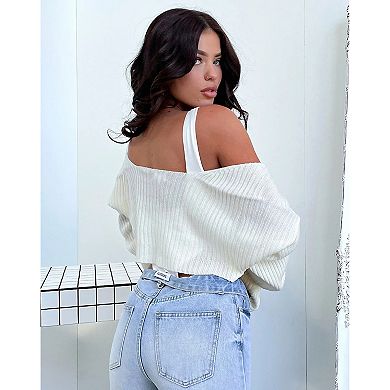 Women Shrug Sweaters Y2K Long Sleeve Knitted Open Front Cropped Cardigan Crop Tops