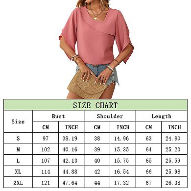 Summer Women's Elegant Casual Loose Half Sleeve Asymmetric Collar Shirt Top