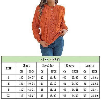 Women's Sweater Round Neck Knit Lantern Sleeve Pullover Sweater Tops