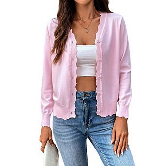 Womens Cropped Cardigan Knit Shrugs for Dresses Tops V Neck Button Down Cardigans Sweaters