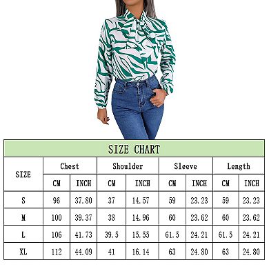 Women's Casual Printing Auricular Lace Up Bow Chiffon Shirt Top