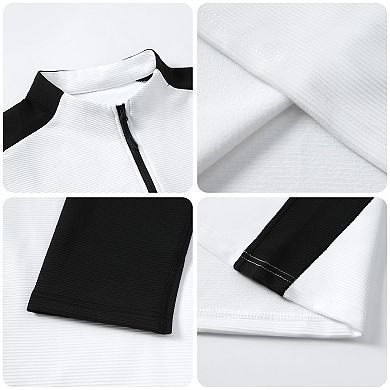 Men's Color Block Cycling Jersey Long Sleeve Full Zip Quick Dry Jacket