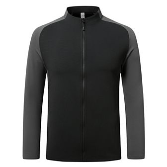 Men's Color Block Cycling Jersey Long Sleeve Full Zip Quick Dry Jacket