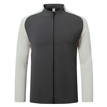 Men's Color Block Cycling Jersey Long Sleeve Full Zip Quick Dry Jacket