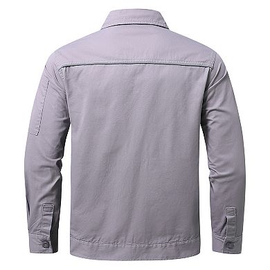 Men's Cotton Long Sleeve Work Shirt with Pocket - Outdoor Workwear