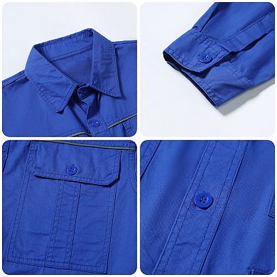 Men's Cotton Long Sleeve Work Shirt with Pocket - Outdoor Workwear