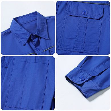 Men's 2 pc Outdoor Workwear Set Long Sleeve Safety Pocket Shirt & Pants
