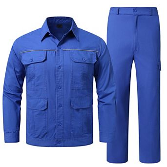 Men's 2 pc Outdoor Workwear Set Long Sleeve Safety Pocket Shirt & Pants