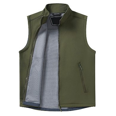 Men's Softshell Fleece Vest Waterproof Hiking Outdoor Warm
