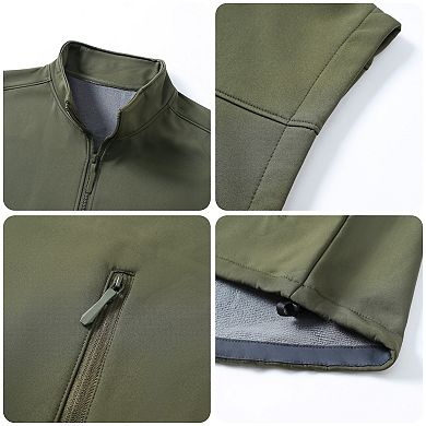 Men's Softshell Fleece Vest Waterproof Hiking Outdoor Warm