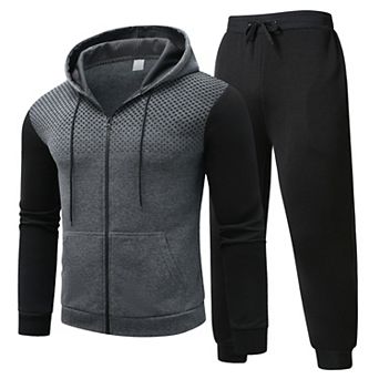 Men's Tracksuits 2 pc Full Zip Hoodie Jogger Outfit - Athletic Casual