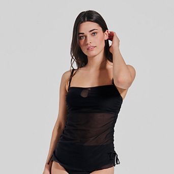 Women's Freshwater Adjustable Sides Mesh Bandeau Tankini Swim Top