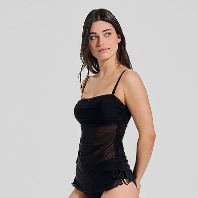 Women's Freshwater Adjustable Sides Mesh Bandeau Tankini Swim Top