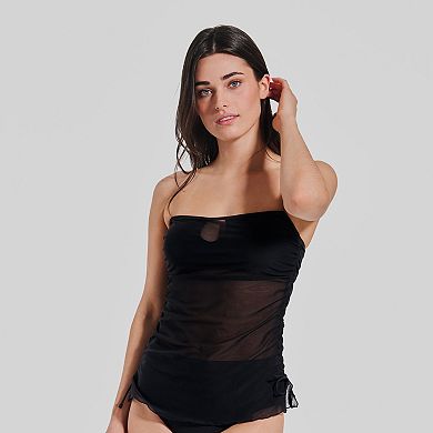 Women's Freshwater Adjustable Sides Mesh Bandeau Tankini Swim Top