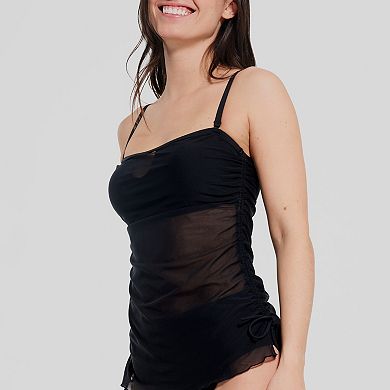 Women's Freshwater Adjustable Sides Mesh Bandeau Tankini Swim Top
