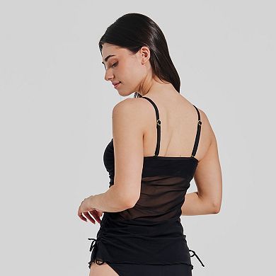 Women's Freshwater Adjustable Sides Mesh Bandeau Tankini Swim Top
