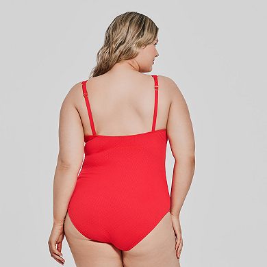 Plus Size Freshwater Amalfi Red Ring-Front One-Piece Swimsuit