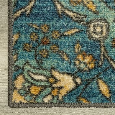 Maples Esther Floral Design Non-Slip Throw or Area Rug