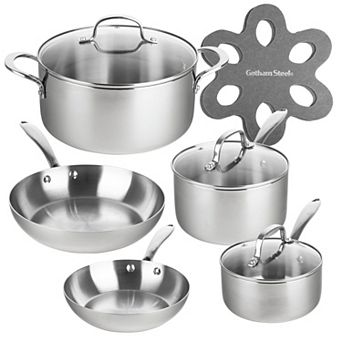 Gotham Steel 10 pc Tri-Ply Stainless Steel Cookware Set