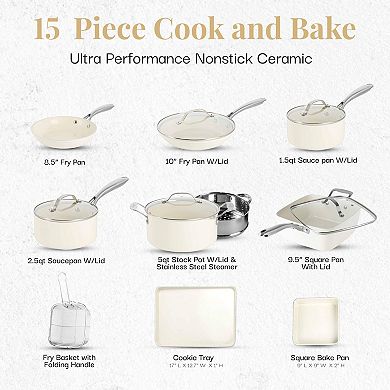 Gotham Steel Natural Collection 15-pc. Ceramic Nonstick Cookware & Bakeware Set