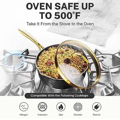 Granitestone Charleston Collection 15-Piece Ceramic Coating Nonstick Hammered Cookware Set