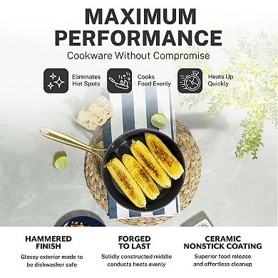 Granitestone Charleston Collection 15-Piece Ceramic Coating Nonstick Hammered Cookware Set