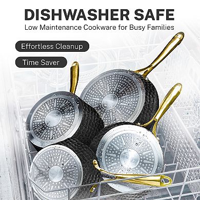 Granitestone Charleston Collection 15-Piece Ceramic Coating Nonstick Hammered Cookware Set