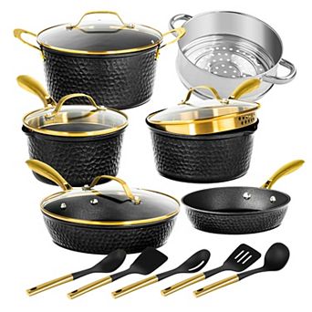 Granitestone Charleston Collection 15 pc Ceramic Coating Nonstick Hammered Cookware Set