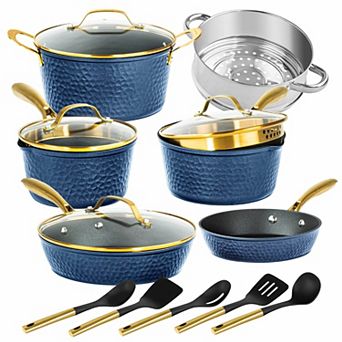 Granitestone Charleston Collection 15 pc Ceramic Coating Nonstick Hammered Cookware Set