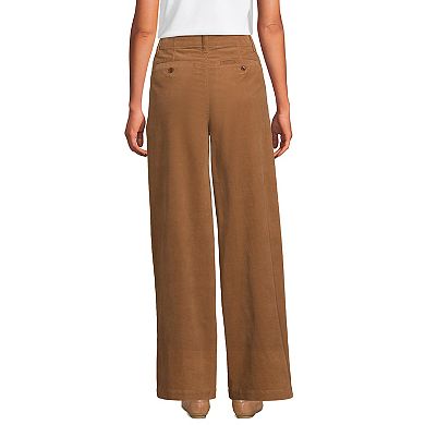 Women's Lands' End Fine Wale Corduroy Wide Leg Top Stitch Trousers