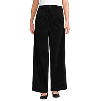 Women's Lands' End Fine Wale Corduroy Wide Leg Top Stitch Trousers