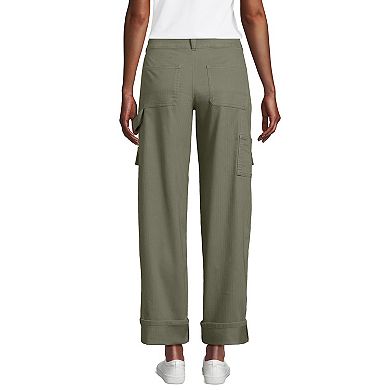 Women's Lands' End Fleece Lined Straight Leg Cargo Pants