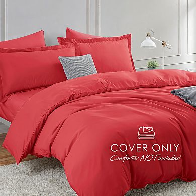 Hearth & Harbor Duvet Cover With Fitted Sheet Soft Double Brushed Bedding Set
