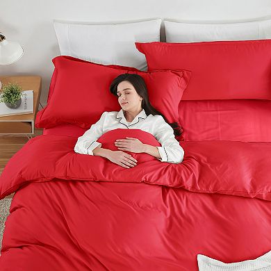 Hearth & Harbor Duvet Cover With Fitted Sheet Soft Double Brushed Bedding Set
