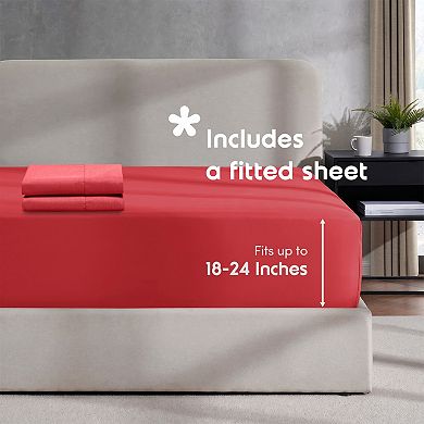 Hearth & Harbor Duvet Cover With Fitted Sheet Soft Double Brushed Bedding Set