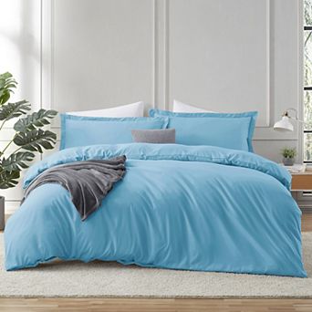 Hearth & Harbor Duvet Cover With Fitted Sheet Soft Double Brushed Bedding Set
