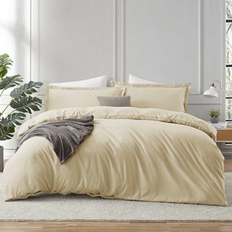 Hearth & Harbor Duvet Cover With Fitted Sheet Soft Double Brushed Bedding Set