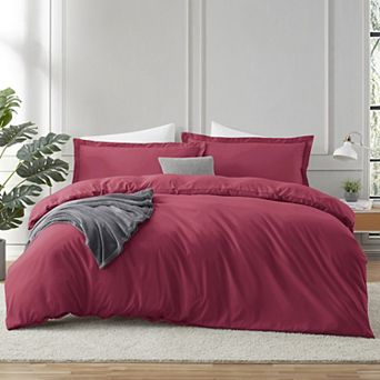Hearth & Harbor Duvet Cover With Fitted Sheet Soft Double Brushed Bedding Set