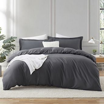 Hearth & Harbor Duvet Cover With Fitted Sheet Soft Double Brushed Bedding Set